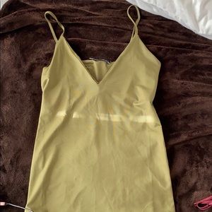 Olive silk tank top